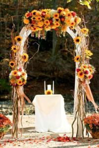 decoração de casamento com girassol